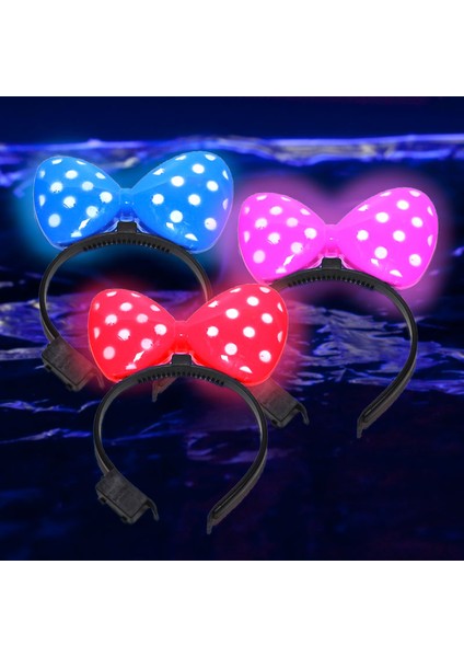 Kuzey Oyuncak 3 Adet Headband LED Light Minnie Mouse Işıklı Taç Pembe Miki Taç Kırmızı Miki Taç Mavi Miki Taç Işıklı