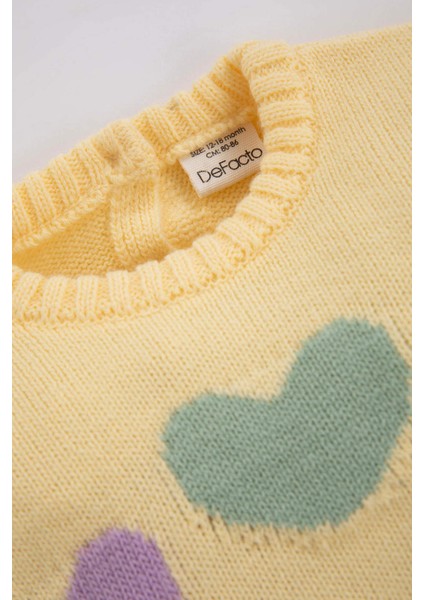 Kız Bebek Bisiklet Yaka Kalp Desenli Kazak A5671A523WN fiyatları