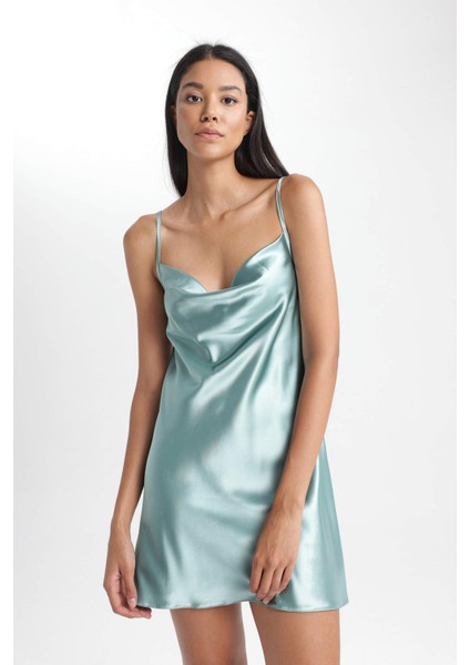 Fall In Love Regular Fit Degaje Yaka Bride Saten GECELIK A8536AX23SM