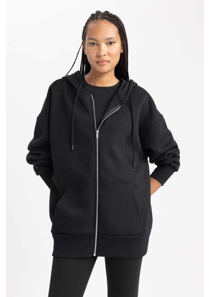 Oversize Fit Kapüşonlu Kalın Kumaş Hırka V7995AZ23WN modelleri