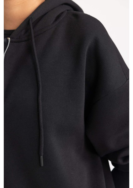 Oversize Fit Kapüşonlu Kalın Kumaş Hırka V7995AZ23WN indirimleri