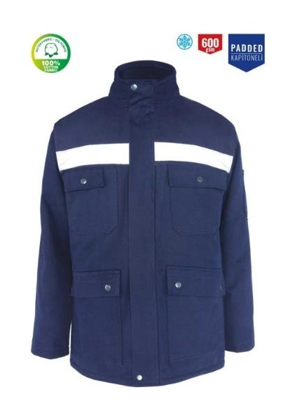 Kışlık İş Takımı Çok Cepli Reflektörlü Mont 4111 ve 7/7 İş Pantolonu 2958 Lacivert Renk Yüzde Yüz Pamuk fırsatları