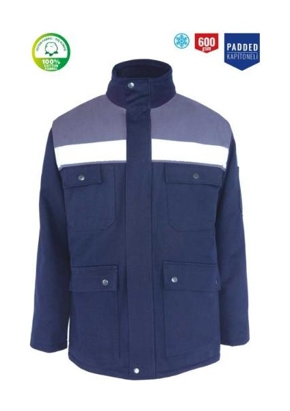 Kışlık İş Takımı Çok Cepli Reflektörlü Mont 4111 ve 7/7 İş Pantolonu 2958 Lacivert Renk Yüzde Yüz Pamuk indirimleri