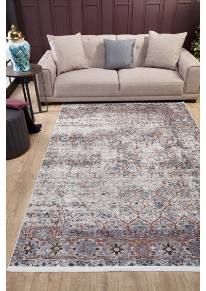 Allahabad Gri Modern Dijital Baskı Halı