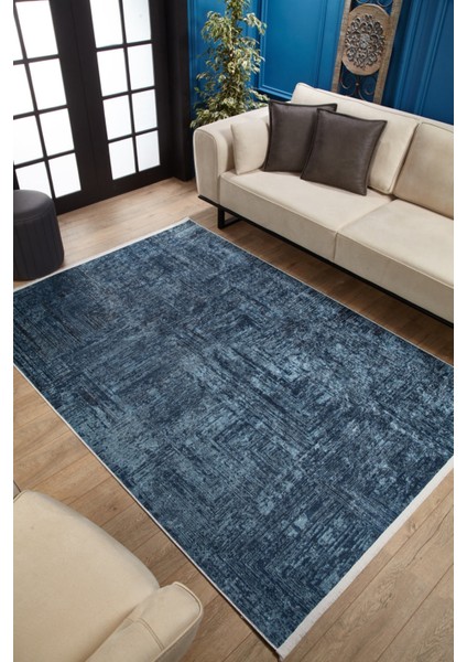 Bahawalnagar Lacivert Modern Dijital Baskı Halı
