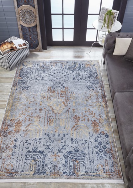 Jhelum Sarı Modern Dijital Baskı Halı