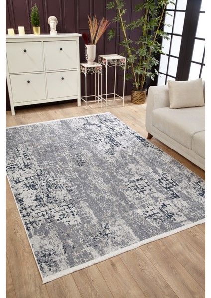 Carseda Gri Modern Dijital Baskı Halı