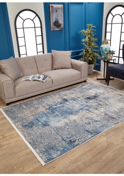 Bhakkar Mavi Modern Dijital Baskı Halı