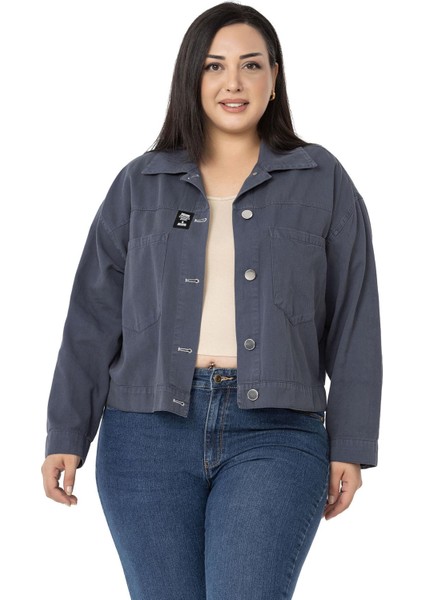 Büyük Beden Çift Cepli Gabardin Kısa Antrasit Ceket fiyatları