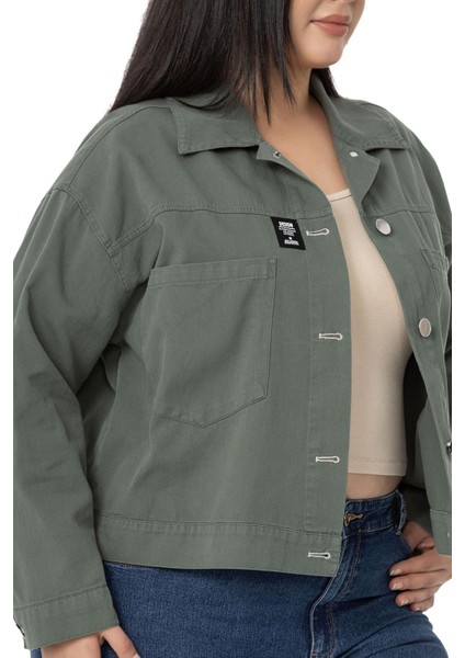 Büyük Beden Çift Cepli Gabardin Kısa Haki Ceket indirimleri