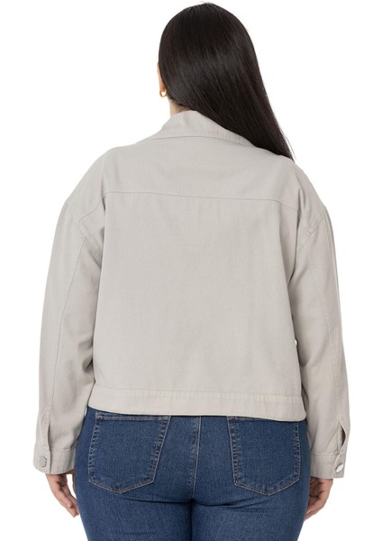 Büyük Beden Çift Cepli Gabardin Kısa Taş Rengi Ceket modelleri