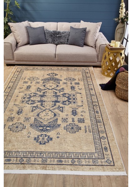 Cuautla Bej Modern Dijital Baskı Halı