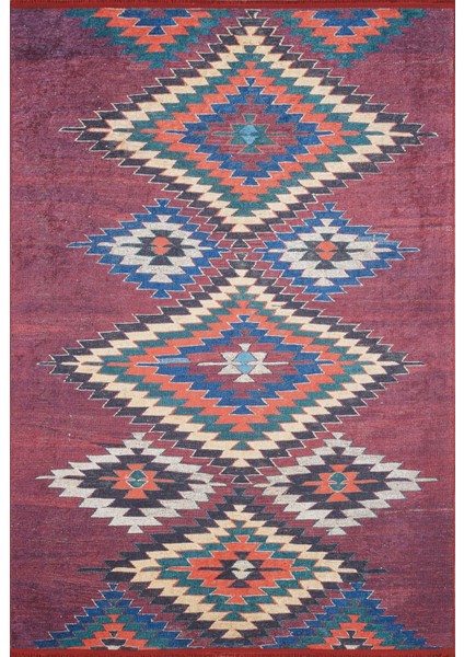 Bhopal Bordo Modern Dijital Baskı Halı