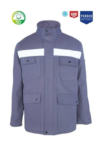 Kışlık Iş Takımı Çok Cepli Reflektörlü Mont 4111 ve 7/7 Iş Pantolonu 2958 Gri Renk Yüzde Yüz Pamuk indirimleri