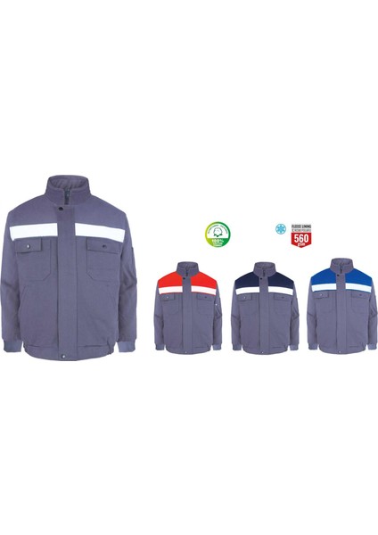 Kışlık Çok Cepli Iç Yapısı Polarlı Myform Marka 3117 Winto Iş Montu Gri Renk Yüzde Yüz Pamuk