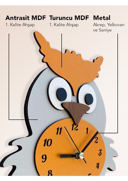 Goodtime Gri Baykuş Sarkaçlı Dekoratif Duvar Saati fırsatları
