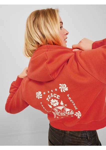 Kapüşonlu Rahat Kesim Turuncu Kadın Sweatshirt 12241834 fırsatları