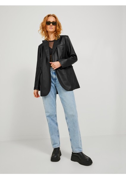 Kruvaze Yaka Siyah Kadın Blazer Ceket 12227940