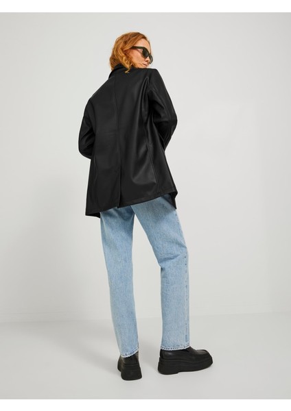 Kruvaze Yaka Siyah Kadın Blazer Ceket 12227940