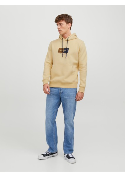 Jack & Jones Kapüşonlu Standart Kalıp Sarı Erkek Sweatshirt 12242197