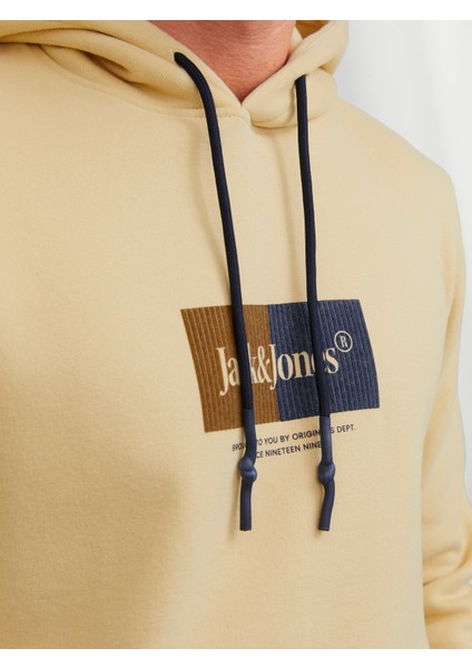 Jack & Jones Kapüşonlu Standart Kalıp Sarı Erkek Sweatshirt 12242197