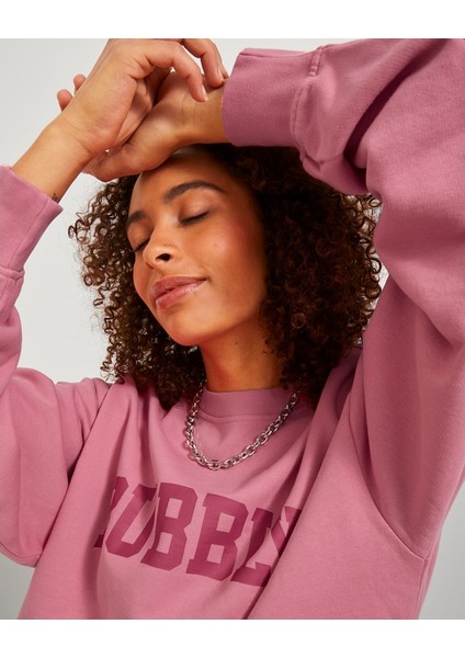 Sıfır Yaka Rahat Kesim Pembe Kadın Sweatshirt 12244363 modelleri