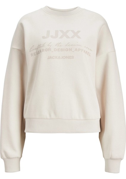 Bisiklet Yaka Rahat Kesim Bej Kadın Sweatshirt 12250175