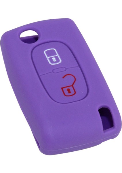 Kontak Anahtar Kumanda Koruyucu Kilif Silikon Mor Peugeot 207-P307-P308-PARTNER-CITROEN C2-C3-C4