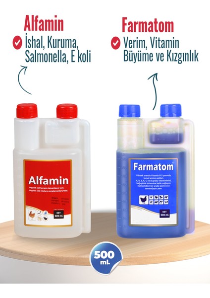 2li Set Kuşlar Için Farmatom Vitamin 1lt &#43; Alfamin Ishal Seti 500ML