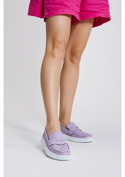 Chiara Kadın Lila Hakiki Deri Loafer Ayakkabı 352 646 Bn Ayk Y23