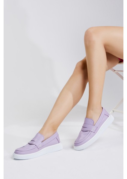 Chiara Kadın Lila Hakiki Deri Loafer Ayakkabı 352 646 Bn Ayk Y23 modelleri
