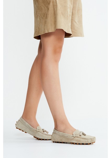 Karen Kadın Bej Süet Hakiki Deri Loafer Ayakkabı 355 4042 Bn Ayk Y23 fiyatları