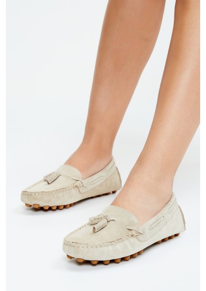 Karen Kadın Bej Süet Hakiki Deri Loafer Ayakkabı 355 4042 Bn Ayk Y23 fırsatları