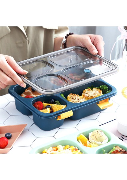 Bölmeli Bento Kutusu Plastik Öğle Yemeği Kutusu Çatal Bıçak Takımı ile Mikrodalgada Kullanılabilir (Yurt Dışından)