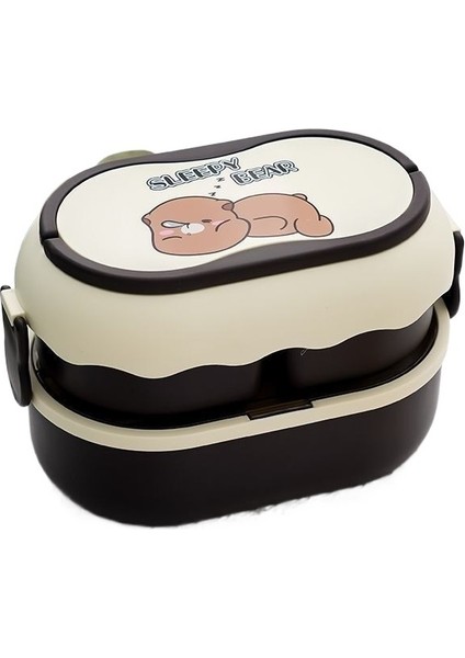 Çift Katmanlı Bölme Yemek Kabı Taşınabilir Büyük Kapasiteli Yemek Kabı (Yurt Dışından)