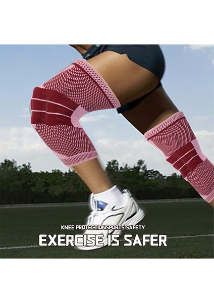 Kadın Pembe Silikon Ped Çift Taraflı Yaylı Örgü Naylon Nefes Alabilir Koşu Basketbol Tırmanma Koruyucu (Yurt Dışından)