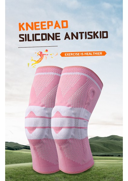 Kadın Pembe Silikon Ped Çift Taraflı Yaylı Örgü Naylon Nefes Alabilir Koşu Basketbol Tırmanma Koruyucu (Yurt Dışından) indirimleri