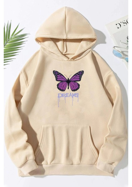 Unisex Oversize Dream Butterfly Baskılı Sweatshirt