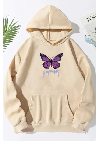 Only Trendwear Unisex Oversize Dream Butterfly Baskılı Sweatshirt