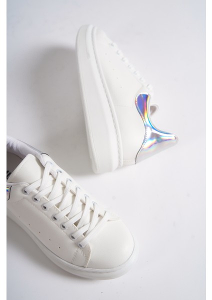 MBMKQ200-BHLG Kadın Kalın Taban Beyaz/hologram Sneaker & Spor Ayakkabı