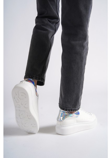 MBMKQ200-BHLG Kadın Kalın Taban Beyaz/hologram Sneaker & Spor Ayakkabı