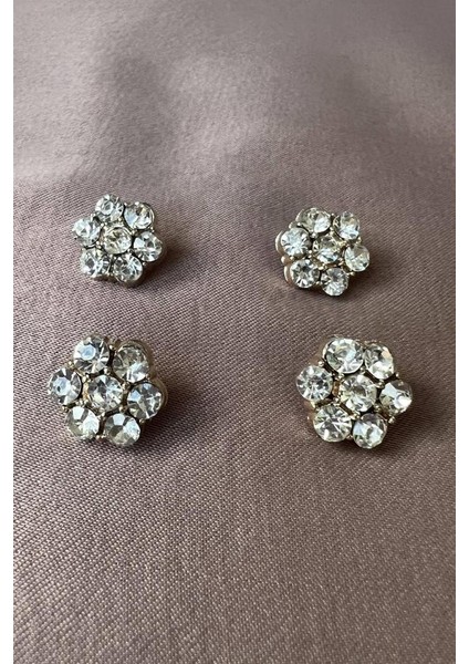 Papatya 4'lü Set Gold Metal Üzeri Taş Düğme 1,4 cm