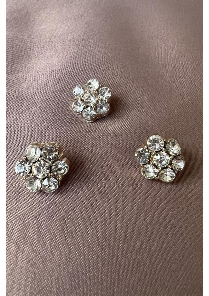 Papatya 3'lü Set Gold Metal Üzeri Taş Düğme 1,4 cm