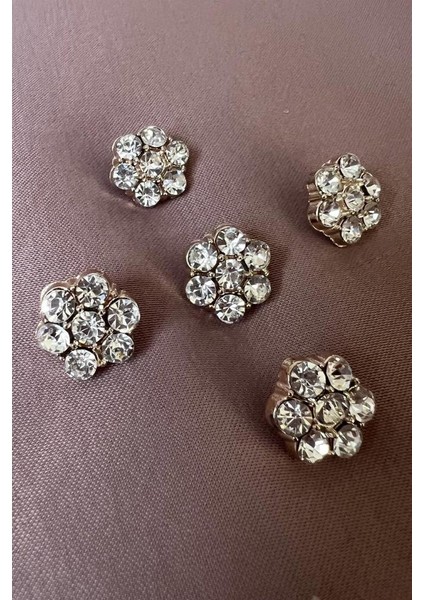 Papatya 5'li Set Gold Metal Üzeri Taş Düğme 1,4 cm
