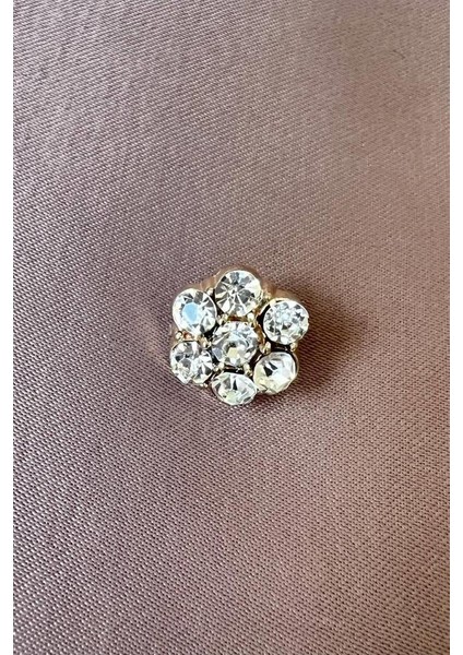 Papatya 5'li Set Gold Metal Üzeri Taş Düğme 1,4 cm
