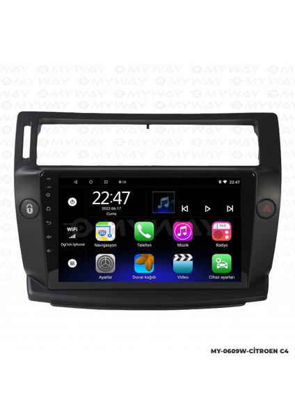 Citroen C4 Android 12 Multimedya Carplay 2gb RAM+32GB HDD Navigasyon Ekran