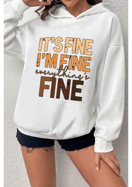 Unisex Oversize Fine Baskılı Sweatshirt