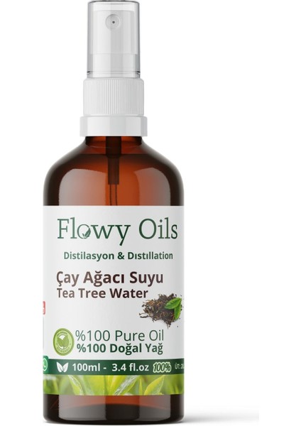Çay Ağacı Suyu Cilt Besleyici Onarıcı Cam Şişe %100 Tam Saf Doğal Yağlı Distilasyon Hidrosöl 100ML fiyatları