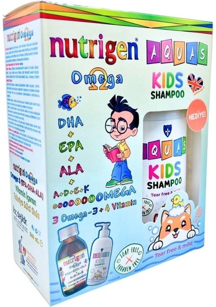 Omega 3 Balık Yağı Şurubu Portakal Aromalı 200 ml + Aquas Kids Şampuan 250 ml Hediyeli