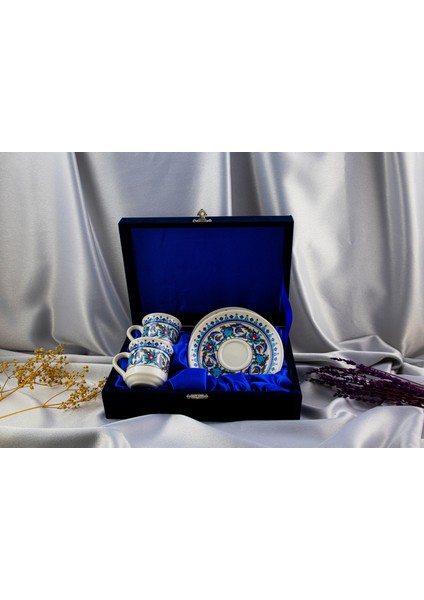 2'li Porselen Fincan Takımı Kadife Kutulu